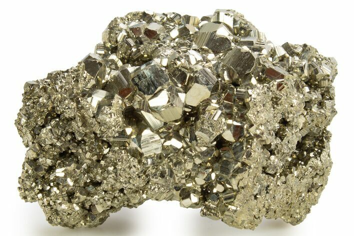 Gleaming Striated Cubic Pyrite Cluster - Peru #329321